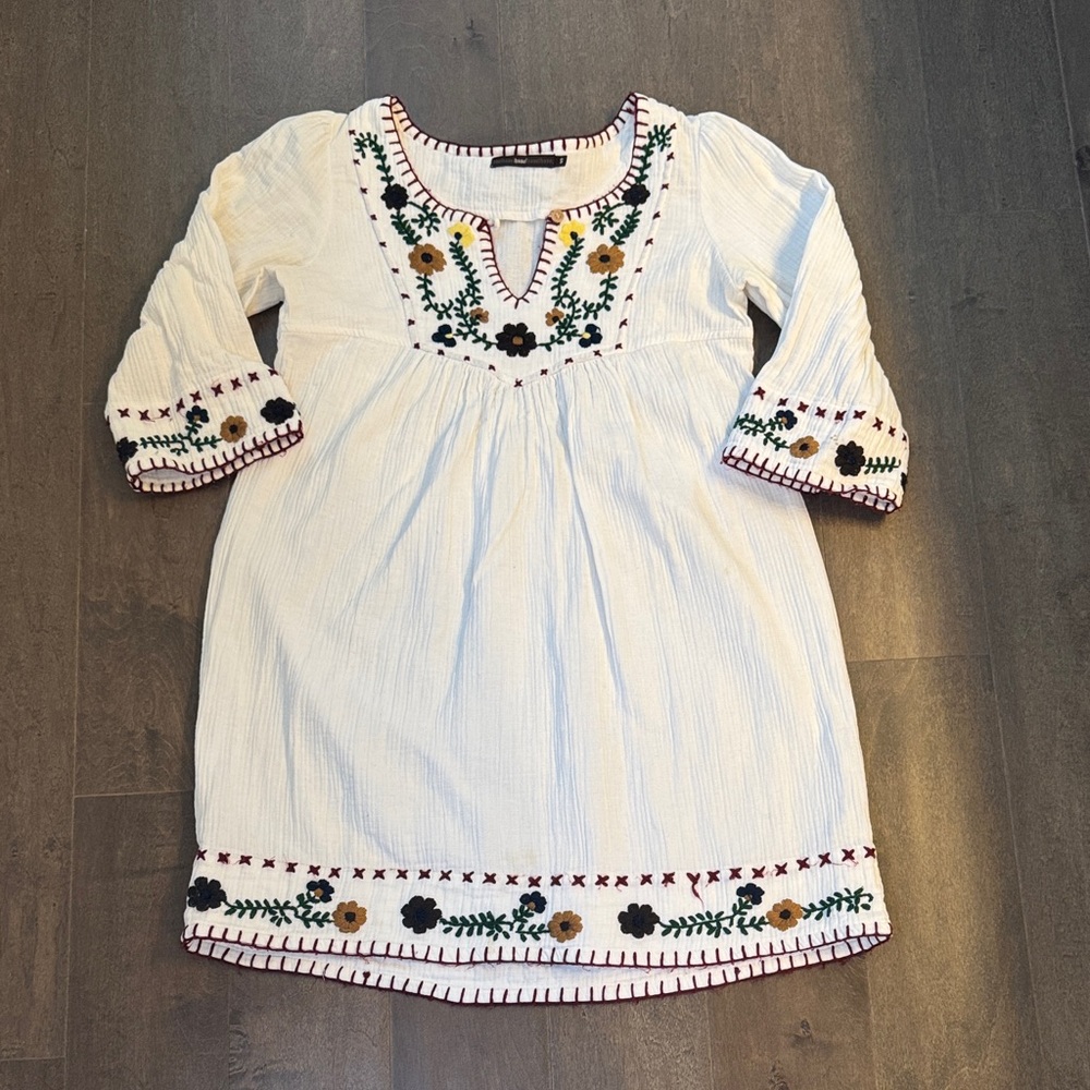Hazel White Dress with Floral Embroidery 3/$30